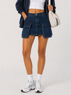 Gonna in denim blu scuro cargo Please