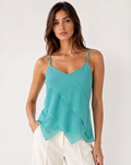Top asimmetrico con balze Extasy