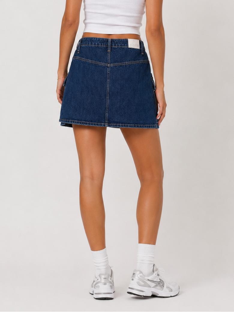 Gonna in denim blu scuro cargo Please