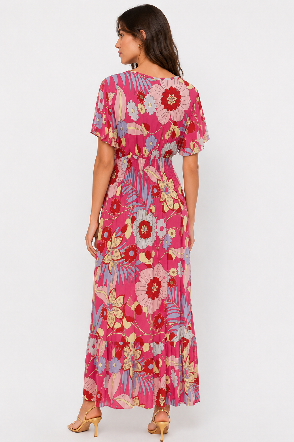 Vestito lungo fantasia maniche corte Extasy