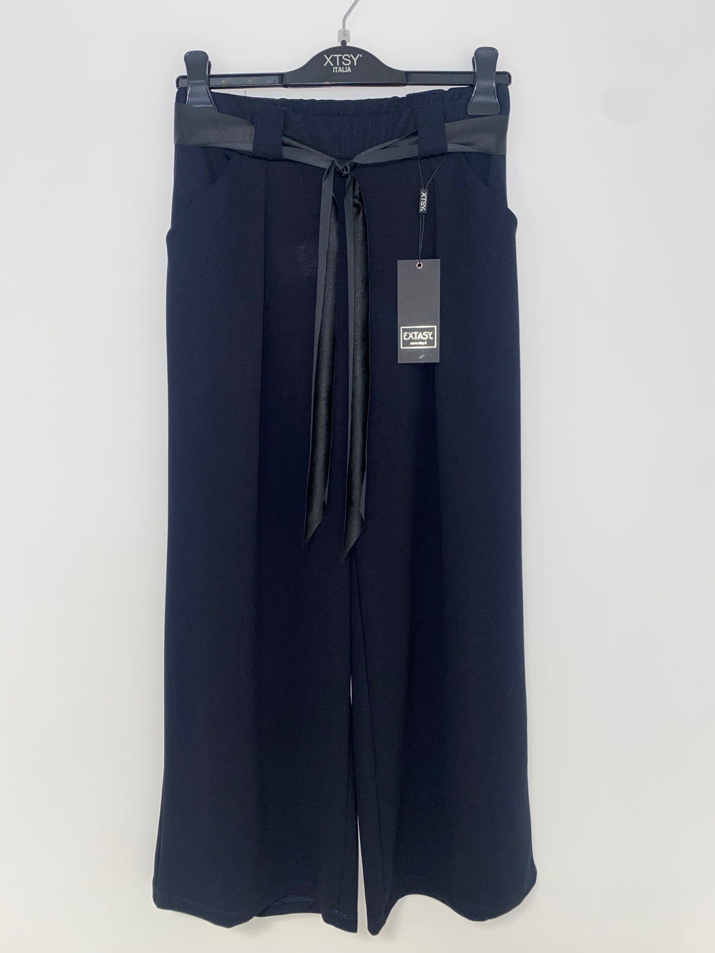 Pantalone palazzo con fusciacca pelle - Extasy