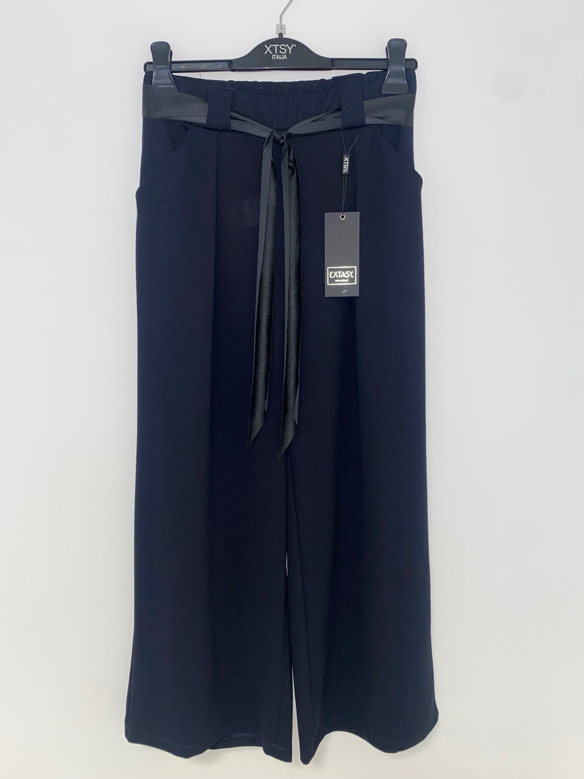 Pantalone palazzo con fusciacca pelle - Extasy