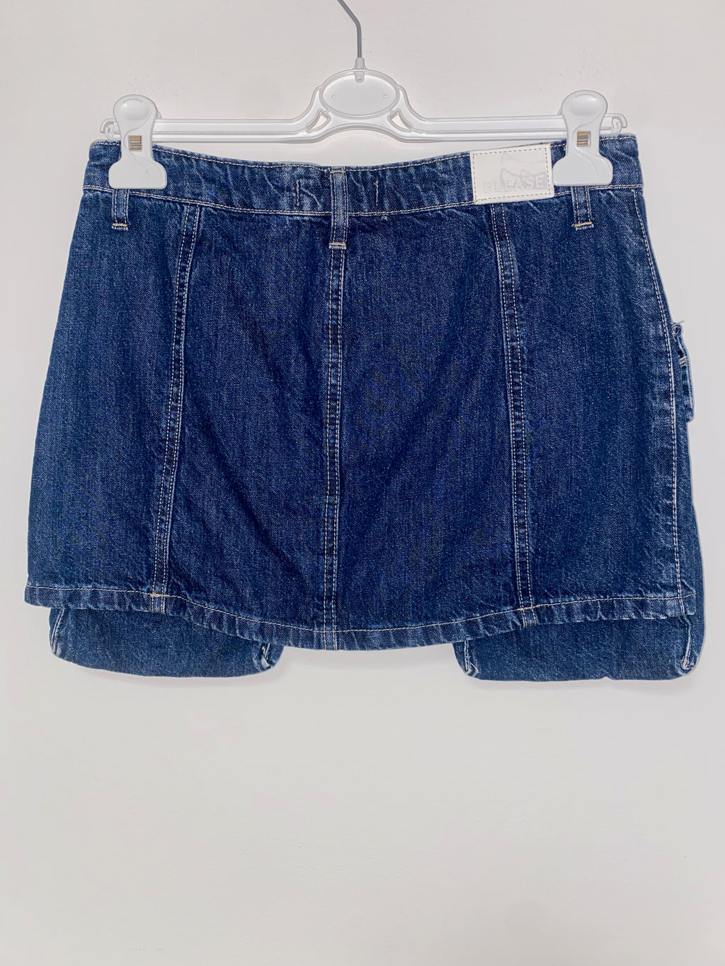 Gonna in denim blu scuro cargo - Please