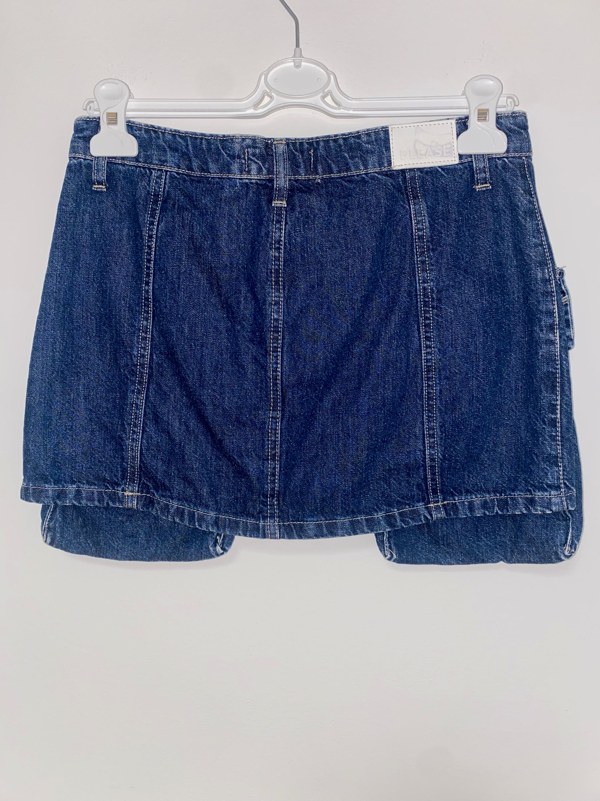 Gonna in denim blu scuro cargo - Please
