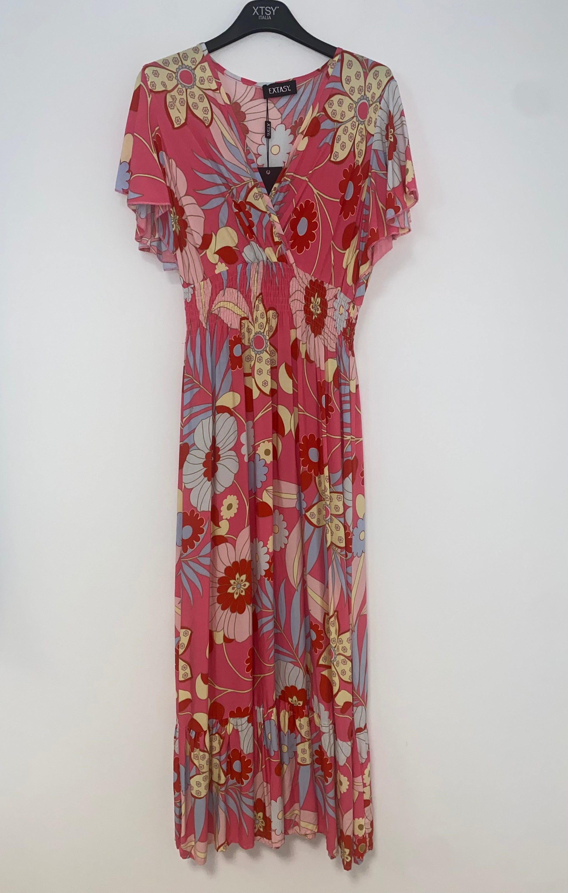 Vestito lungo fantasia maniche corte - Extasy