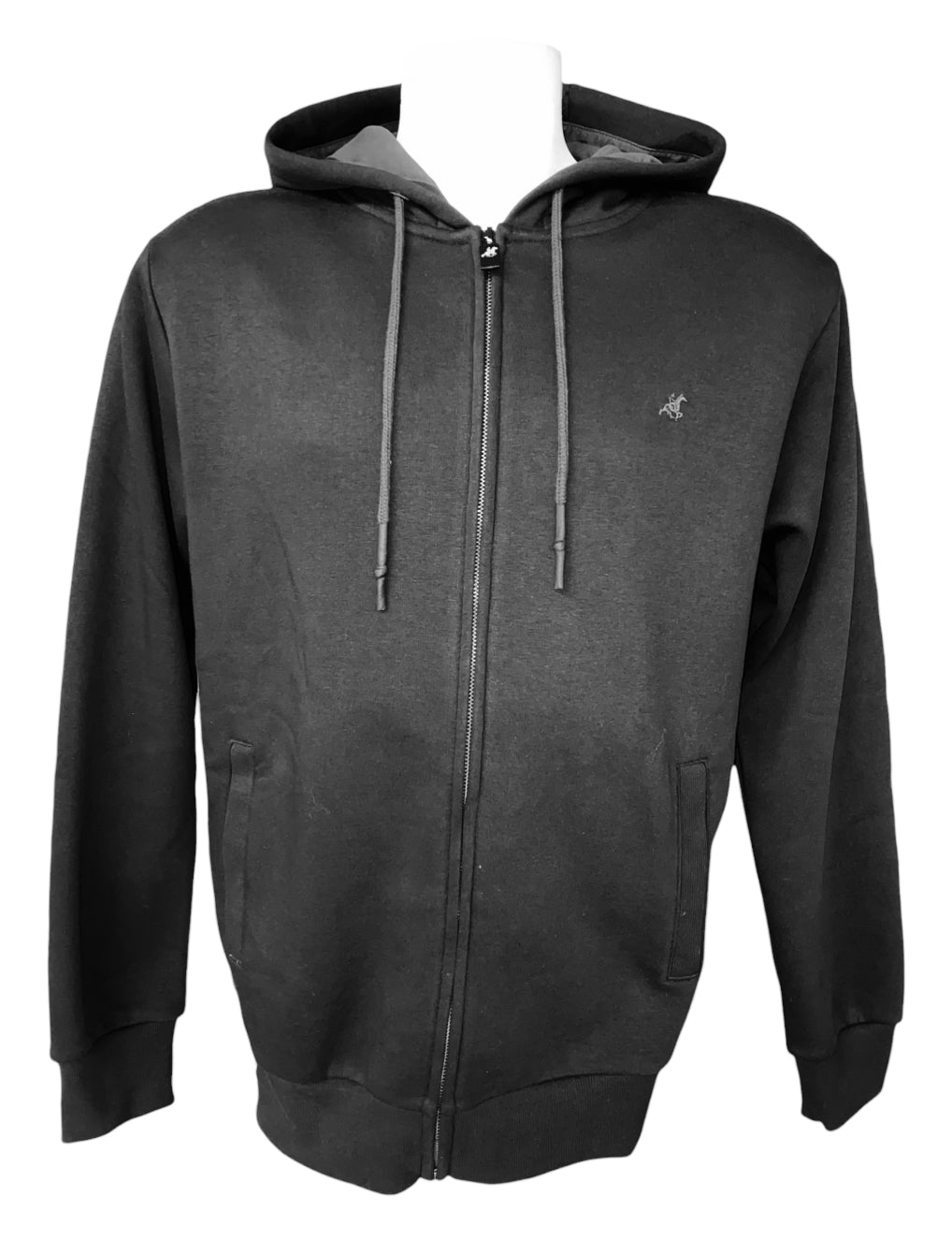 Felpa zip logo nero cappuccio - U.S. Grand Polo