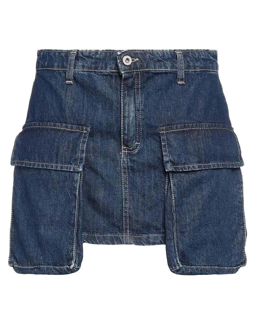Gonna in denim blu scuro cargo - Please